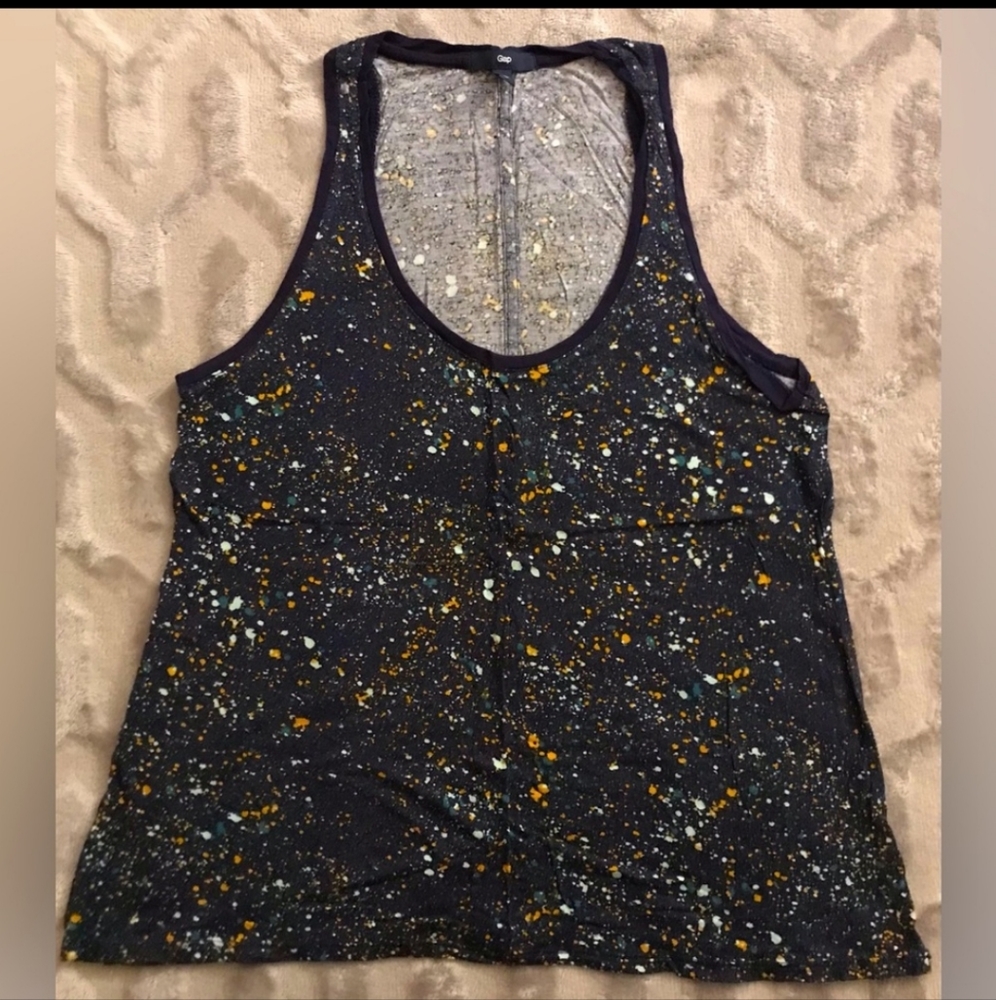 GAP Navy Paint Splatter Racerback Tank Top